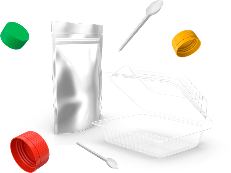 Envases fabricados por Marple: bolsa doypack, envases con tapa abatible, tapas y cucharas dosificadoras